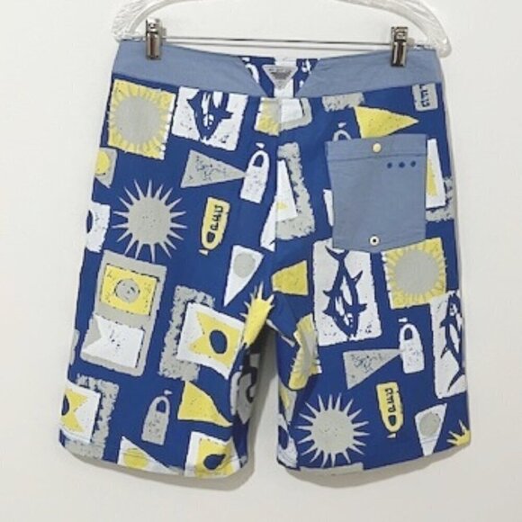 Columbia Blue and Yellow Patterned Men Swim Board Shorts - Picture 4 of 7